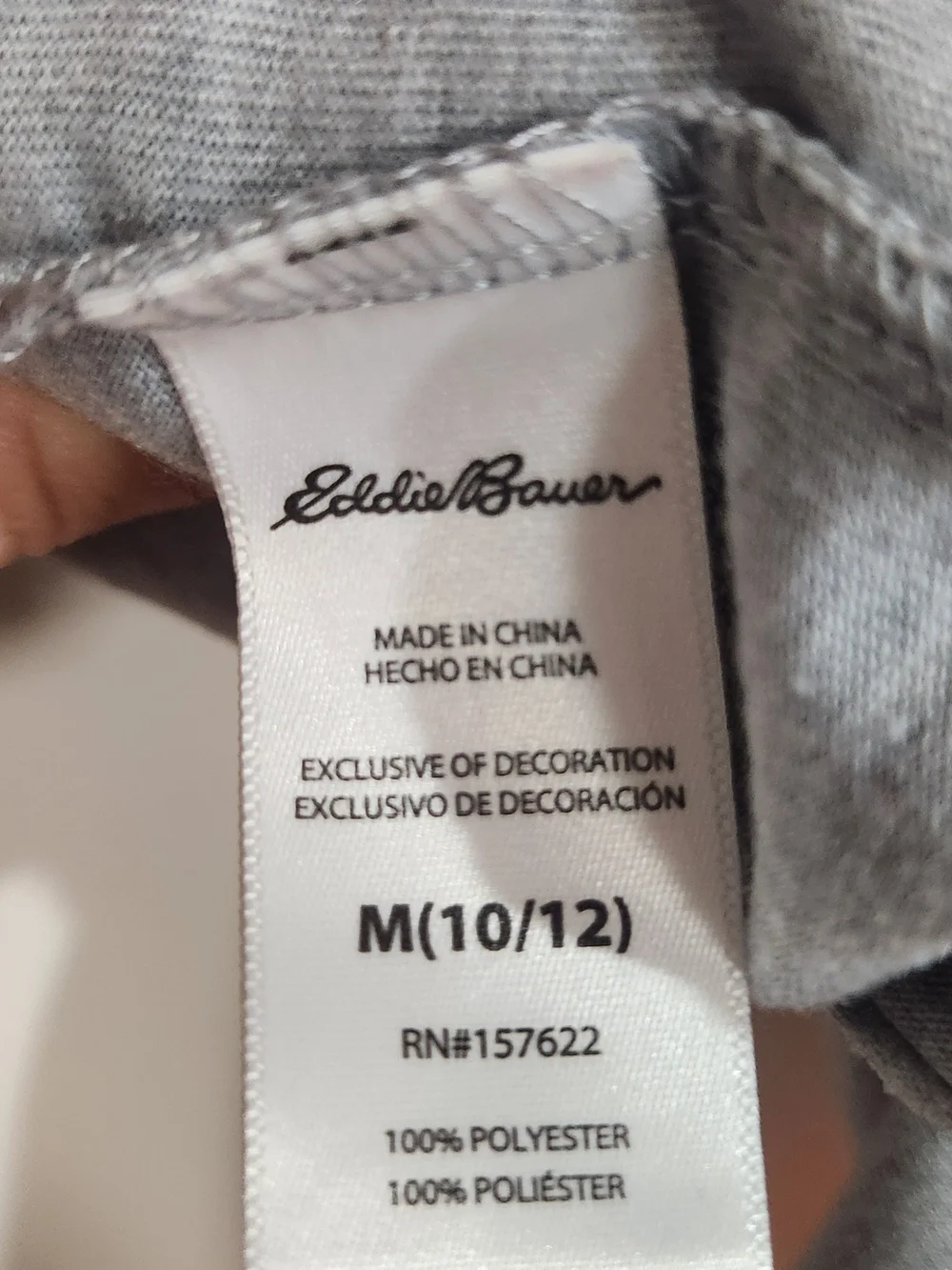 Eddie Bauer Boys Gray Long-Sleeve Tee with Red Sleeves Sporty Baseball 10/12